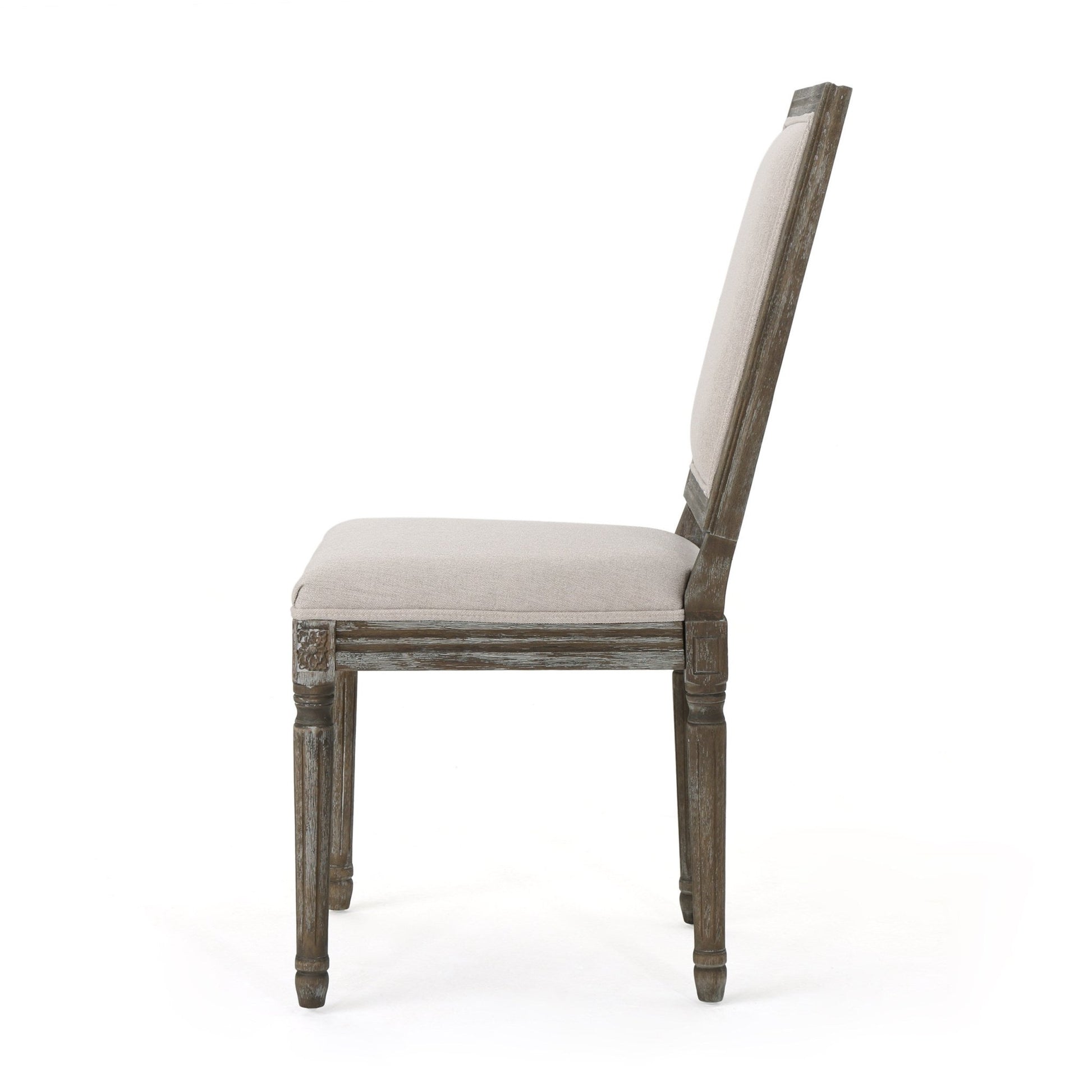 Traditional Style Dining Chair with Modern Color Accent in Wheat Fabric and Rubberwood - 1st Choice Furniture Direct
