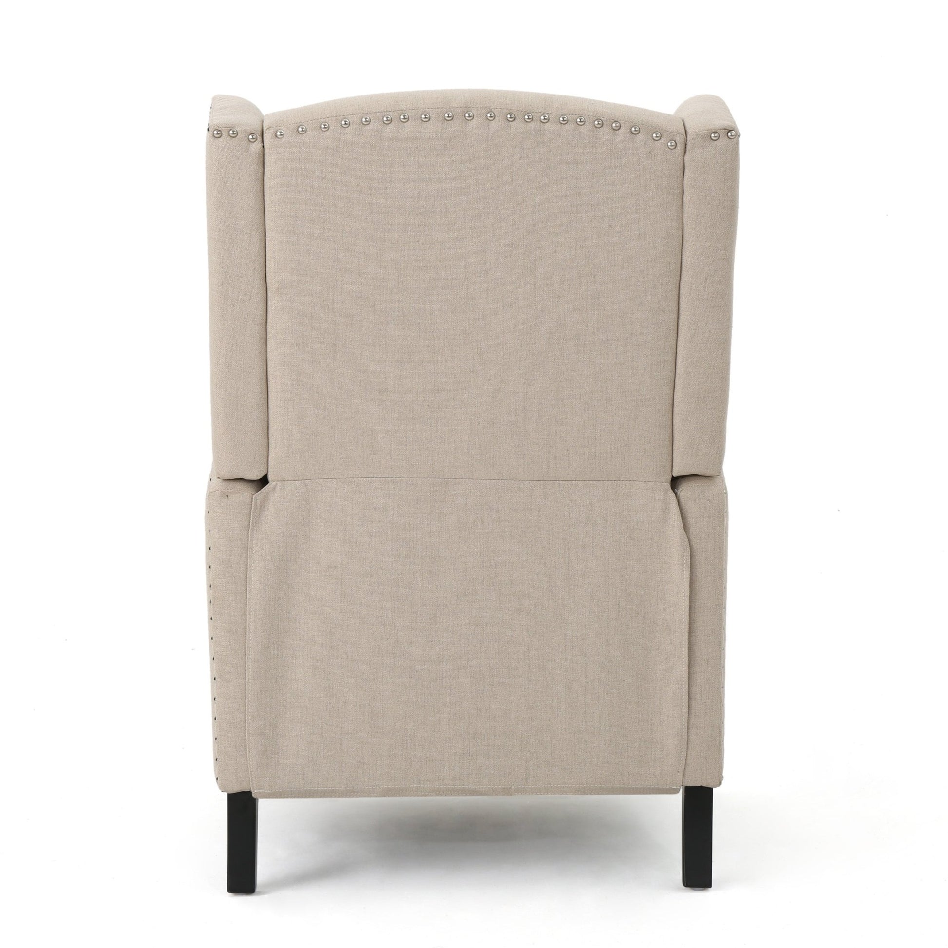 Traditional Wingback Recliner Chair in Wheat Fabric | Studded Accent Chair - 1st Choice Furniture Direct