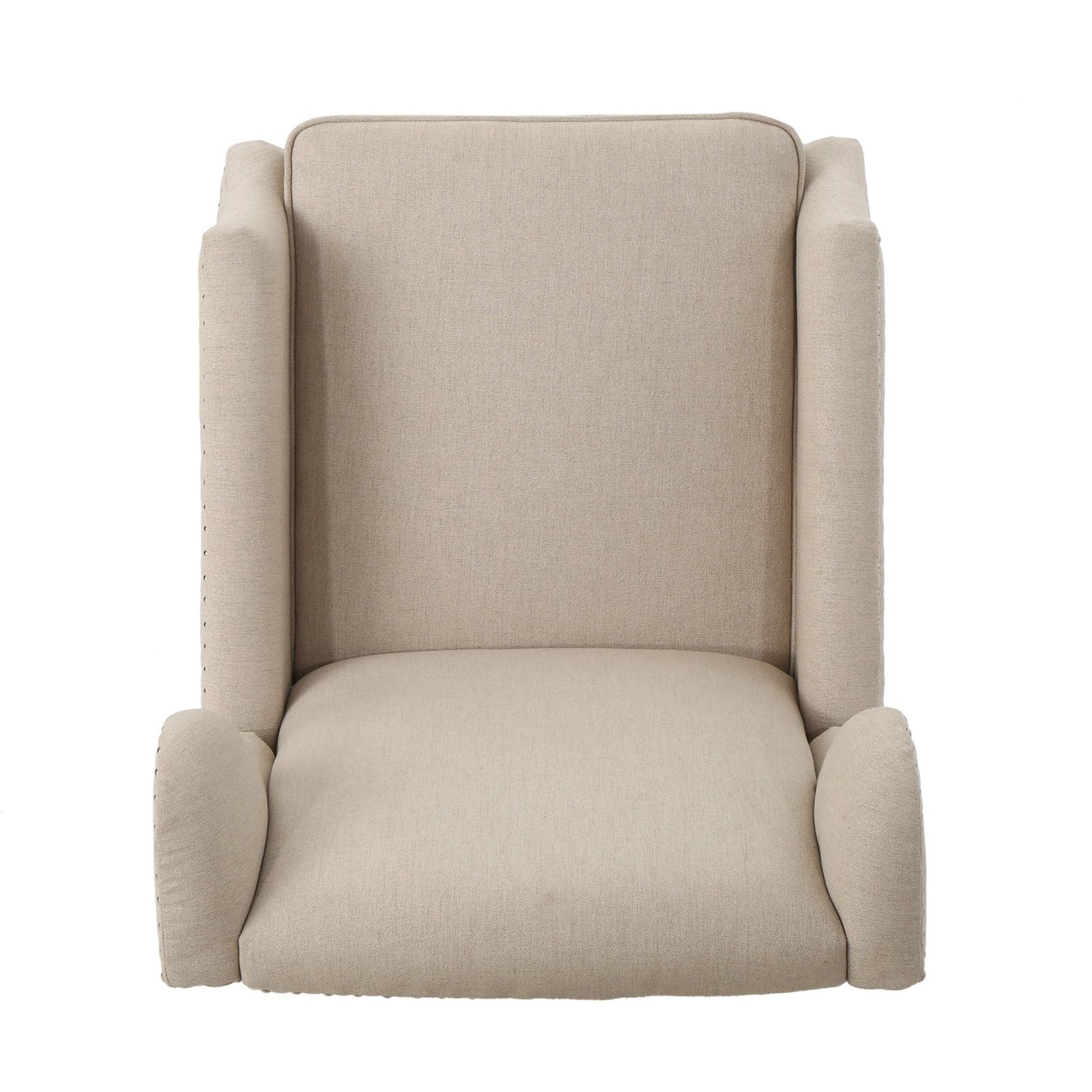 Traditional Wingback Recliner Chair in Wheat Fabric | Studded Accent Chair - 1st Choice Furniture Direct