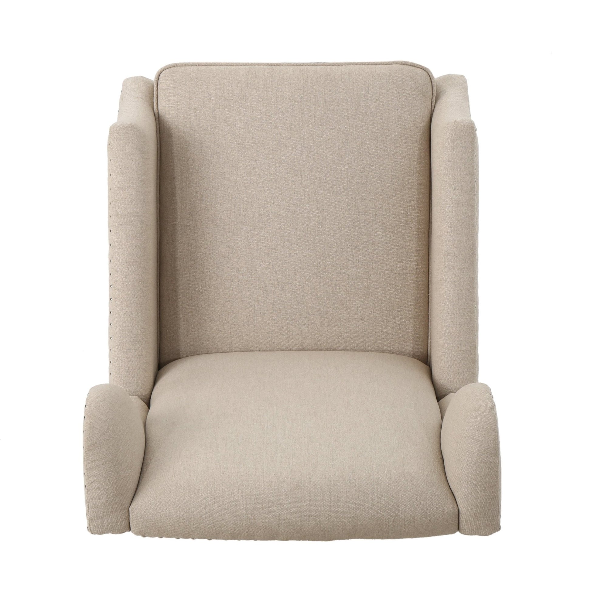 Traditional Wingback Recliner Chair in Wheat Fabric | Studded Accent Chair - 1st Choice Furniture Direct
