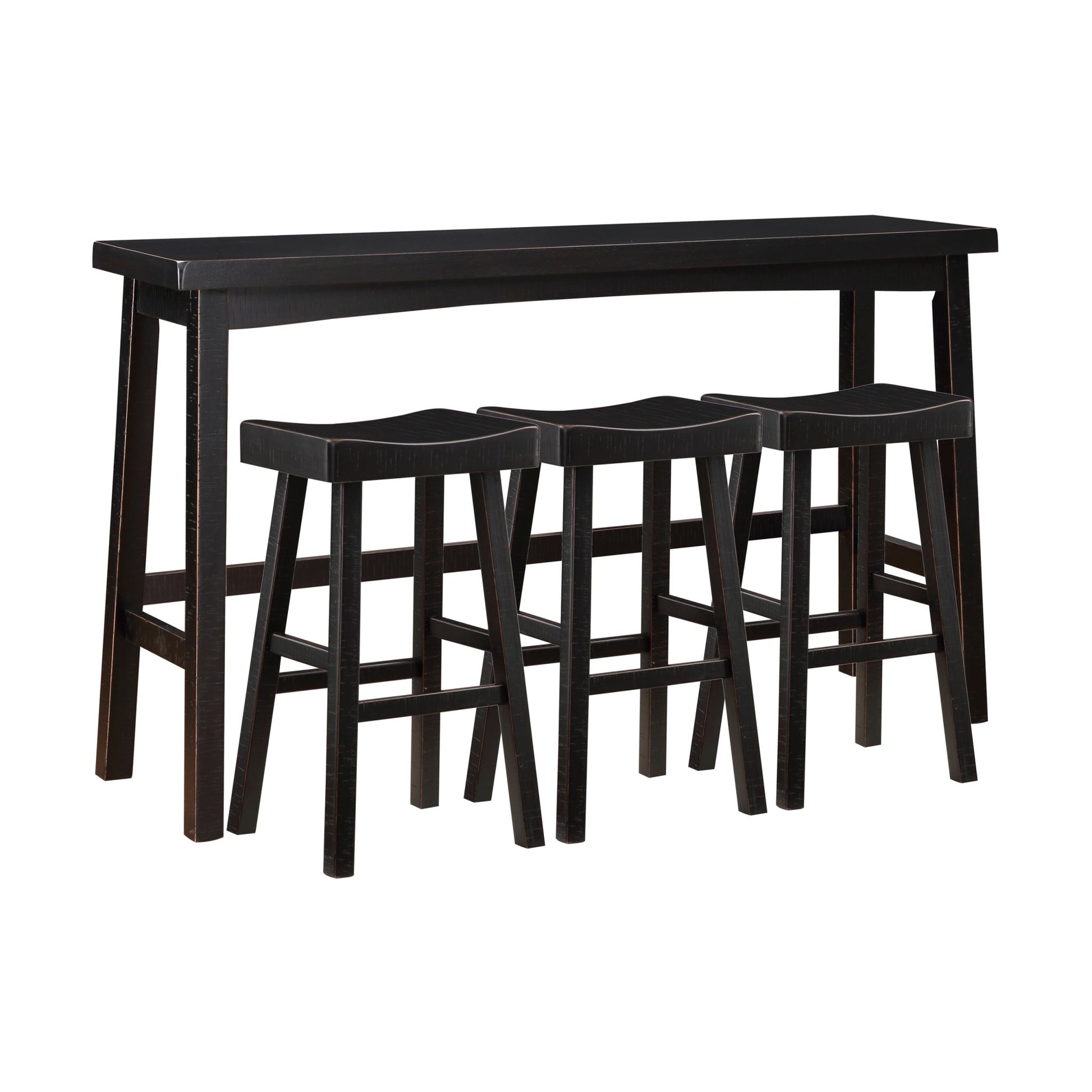 Transitional 4-Piece Pub Height Set, Table and Bar Stools Black Finish Solid Rubberwood Furniture - 1st Choice Furniture Direct