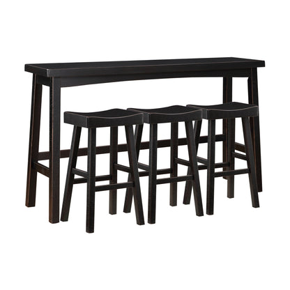 Transitional 4-Piece Pub Height Set, Table and Bar Stools Black Finish Solid Rubberwood Furniture - 1st Choice Furniture Direct