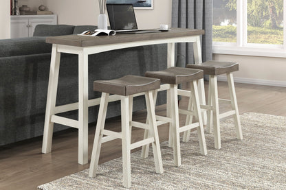 Transitional 4 - Piece Pub Height Set, Table and Bar Stools White and Coffee Finish Solid Rubberwood Furniture - 1st Choice Furniture Direct