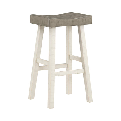 Transitional Design Bar Stools Set of 2pcs, White and Coffee Finish Solid Rubberwood Furniture - 1st Choice Furniture Direct