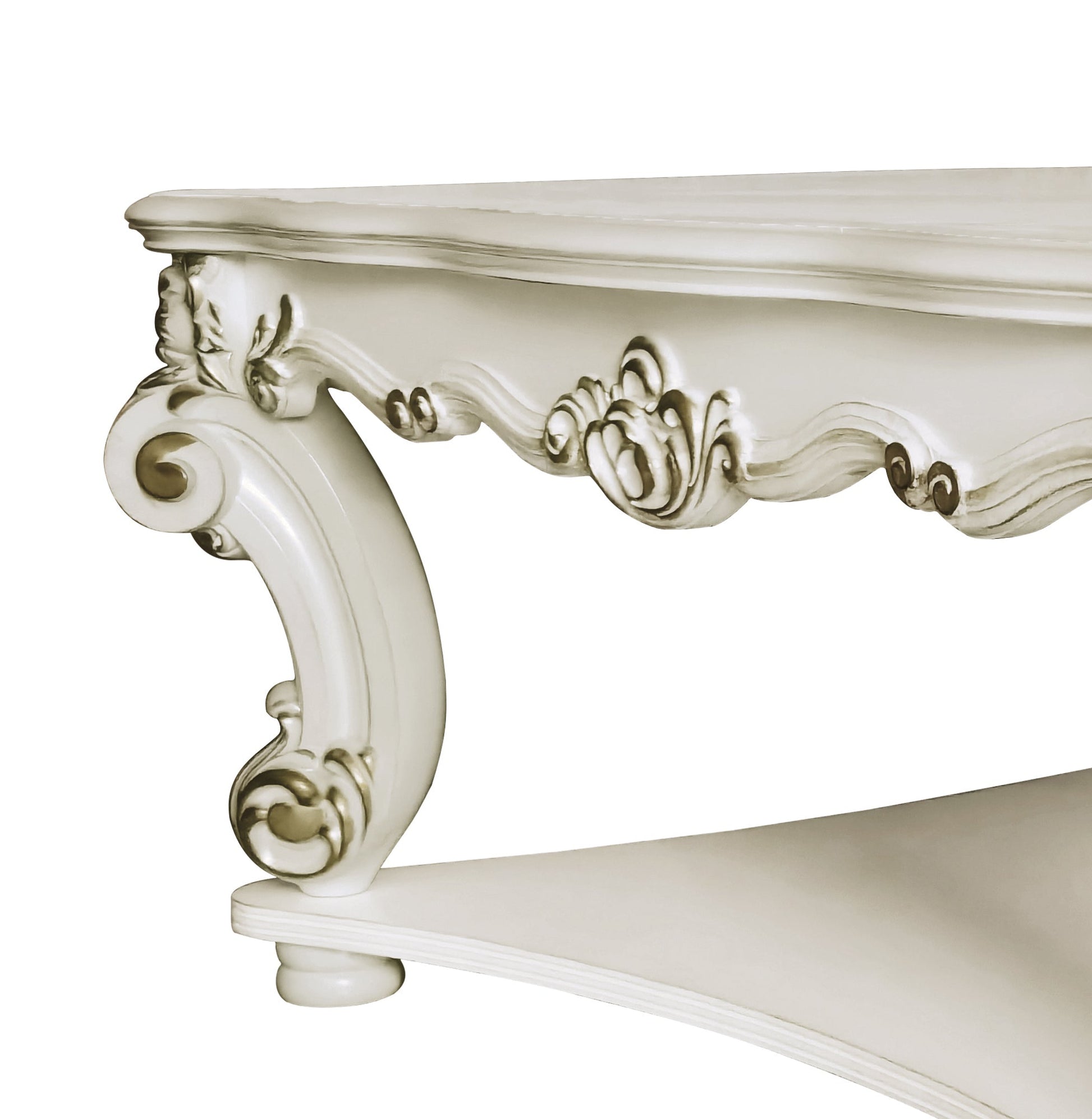 Transitional Off White Square Coffee Table with Scrolled Legs - 1st Choice Furniture Direct