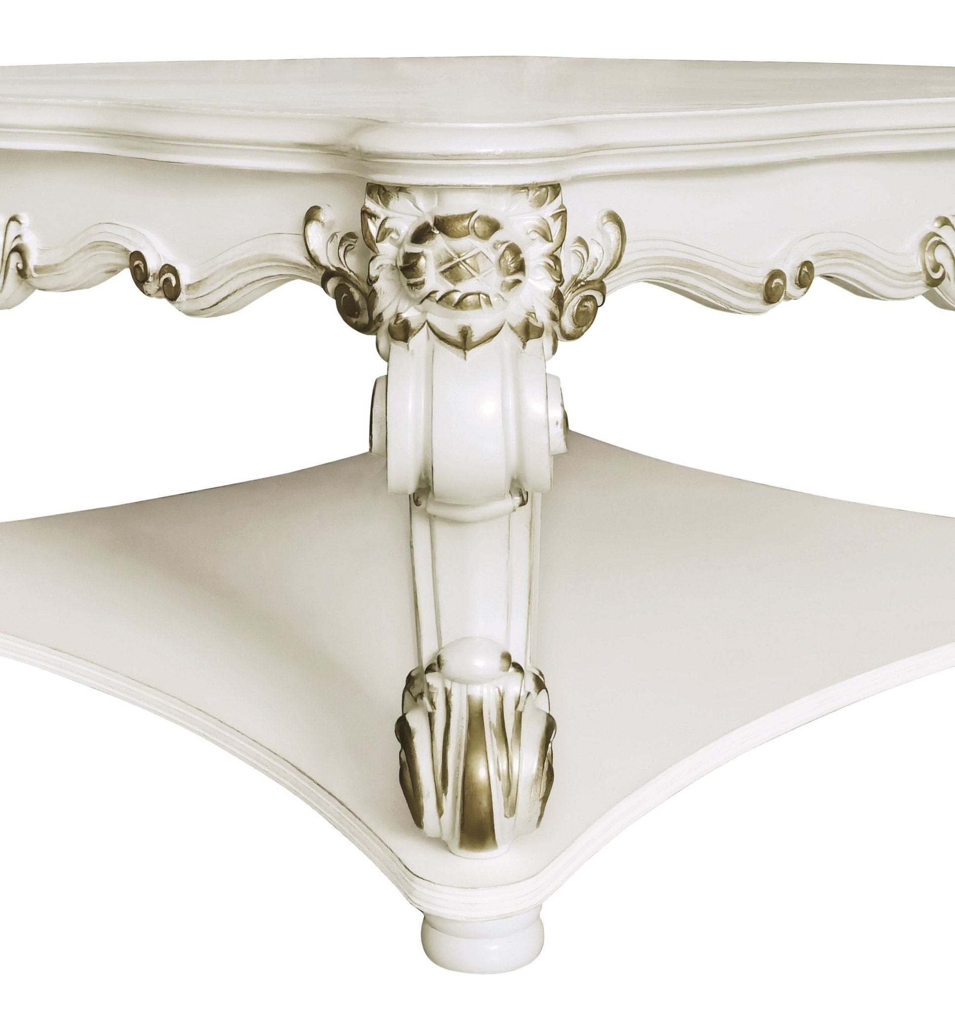Transitional Off White Square Coffee Table with Scrolled Legs - 1st Choice Furniture Direct