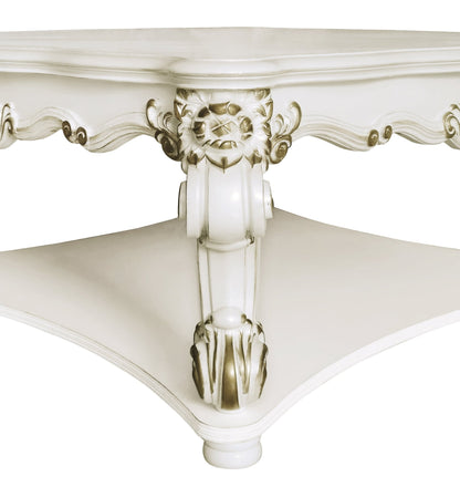 Transitional Off White Square Coffee Table with Scrolled Legs - 1st Choice Furniture Direct