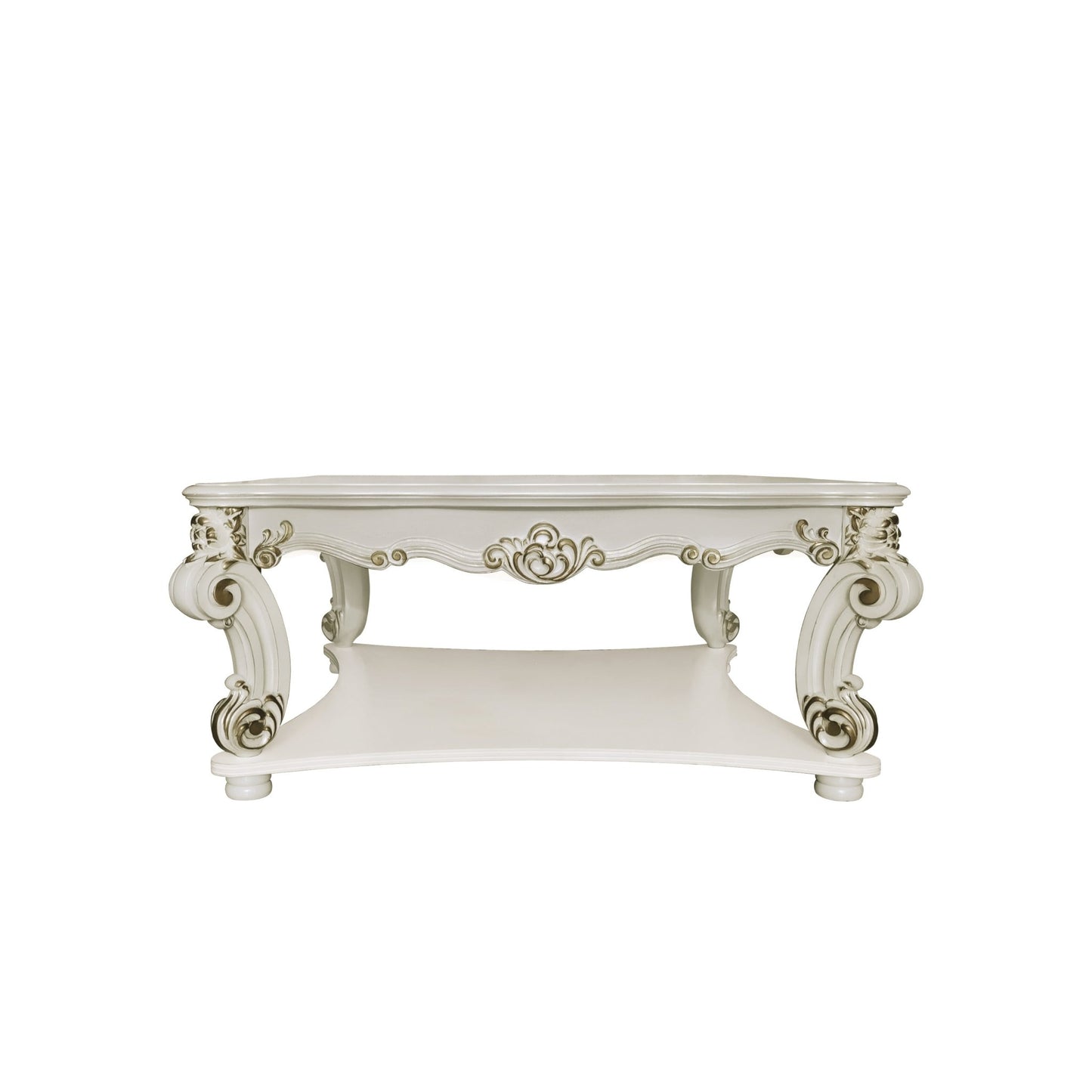 Transitional Off White Square Coffee Table with Scrolled Legs - 1st Choice Furniture Direct