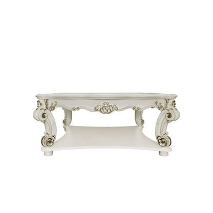 Transitional Off White Square Coffee Table with Scrolled Legs - 1st Choice Furniture Direct