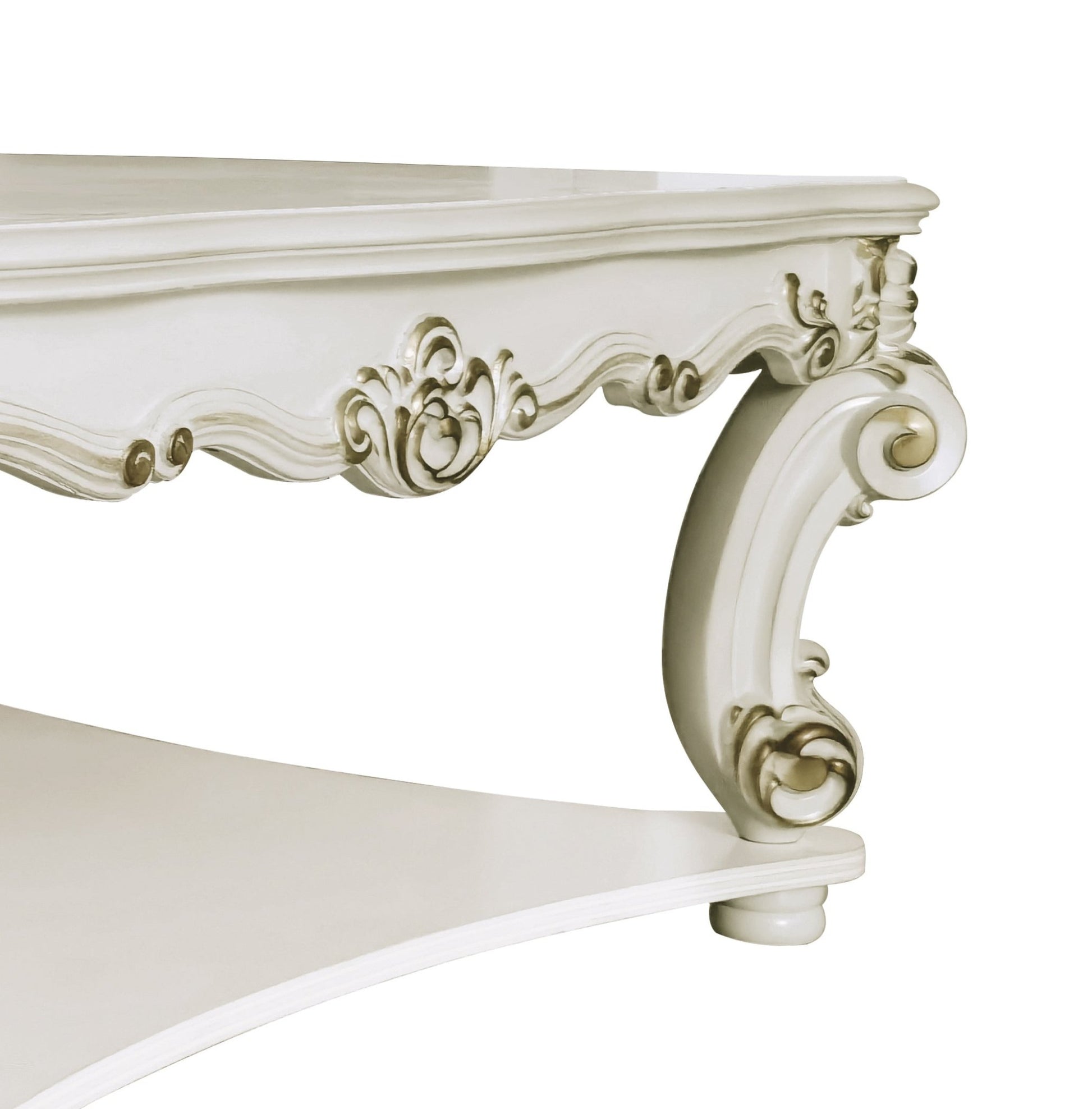 Transitional Off White Square Coffee Table with Scrolled Legs - 1st Choice Furniture Direct
