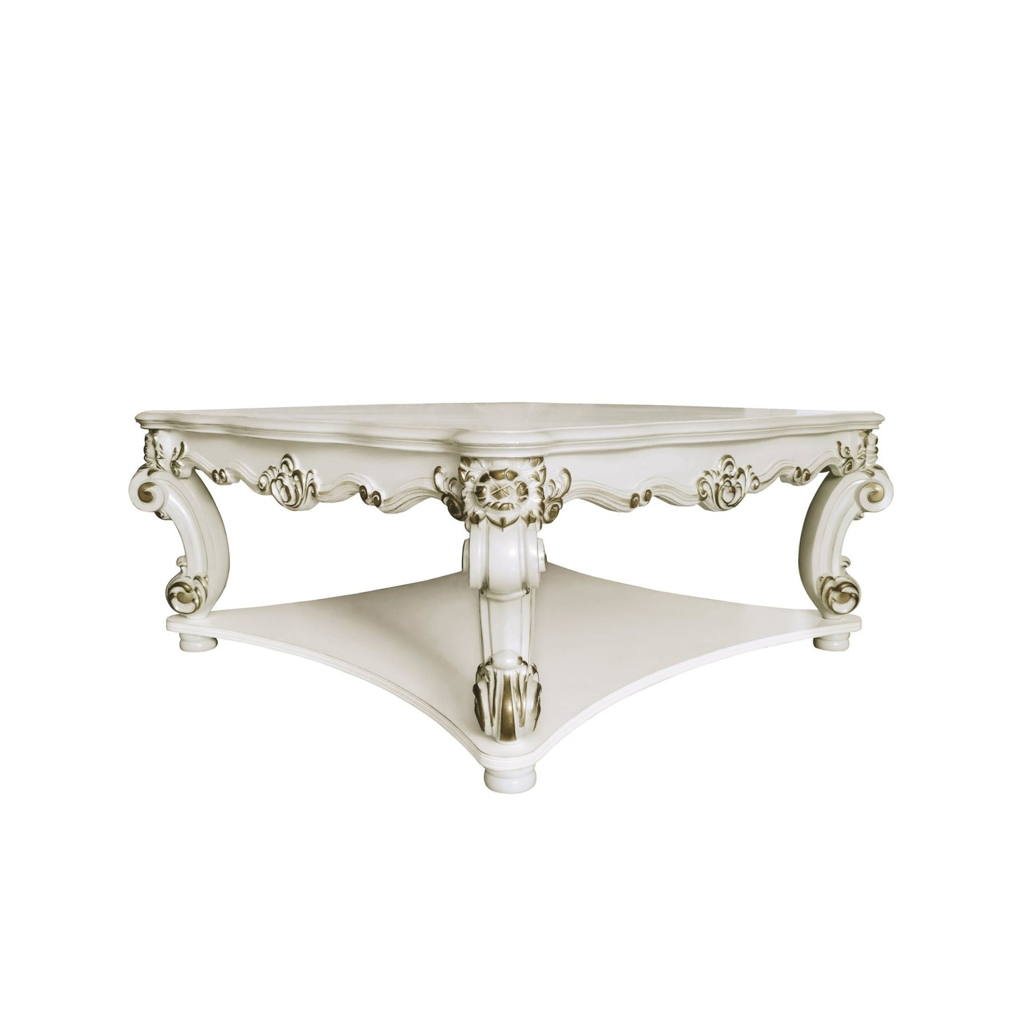 Transitional Off White Square Coffee Table with Scrolled Legs - 1st Choice Furniture Direct