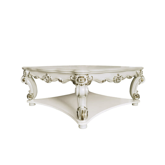Transitional Off White Square Coffee Table with Scrolled Legs - 1st Choice Furniture Direct