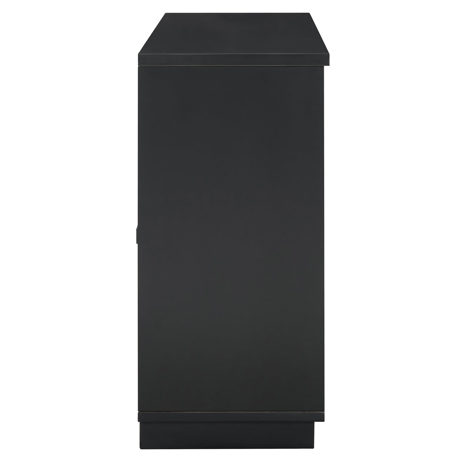 TREXM 4 - Door Large Storage Buffet Cabinet with Glass Doors, Arched Cabinet with Adjustable Shelves for Kitchen, Dining Room and Living Room (Black) - 1st Choice Furniture Direct
