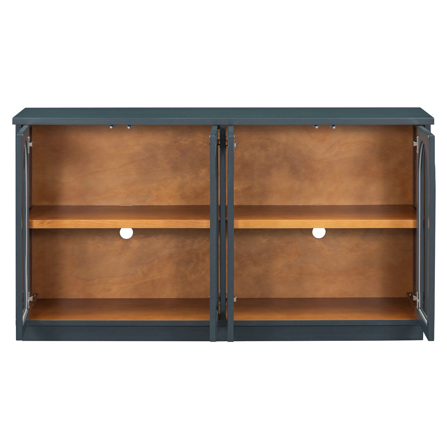 TREXM 4 - Door Large Storage Buffet Cabinet with Glass Doors, Arched Cabinet with Adjustable Shelves for Kitchen, Dining Room and Living Room (Navy) - 1st Choice Furniture Direct