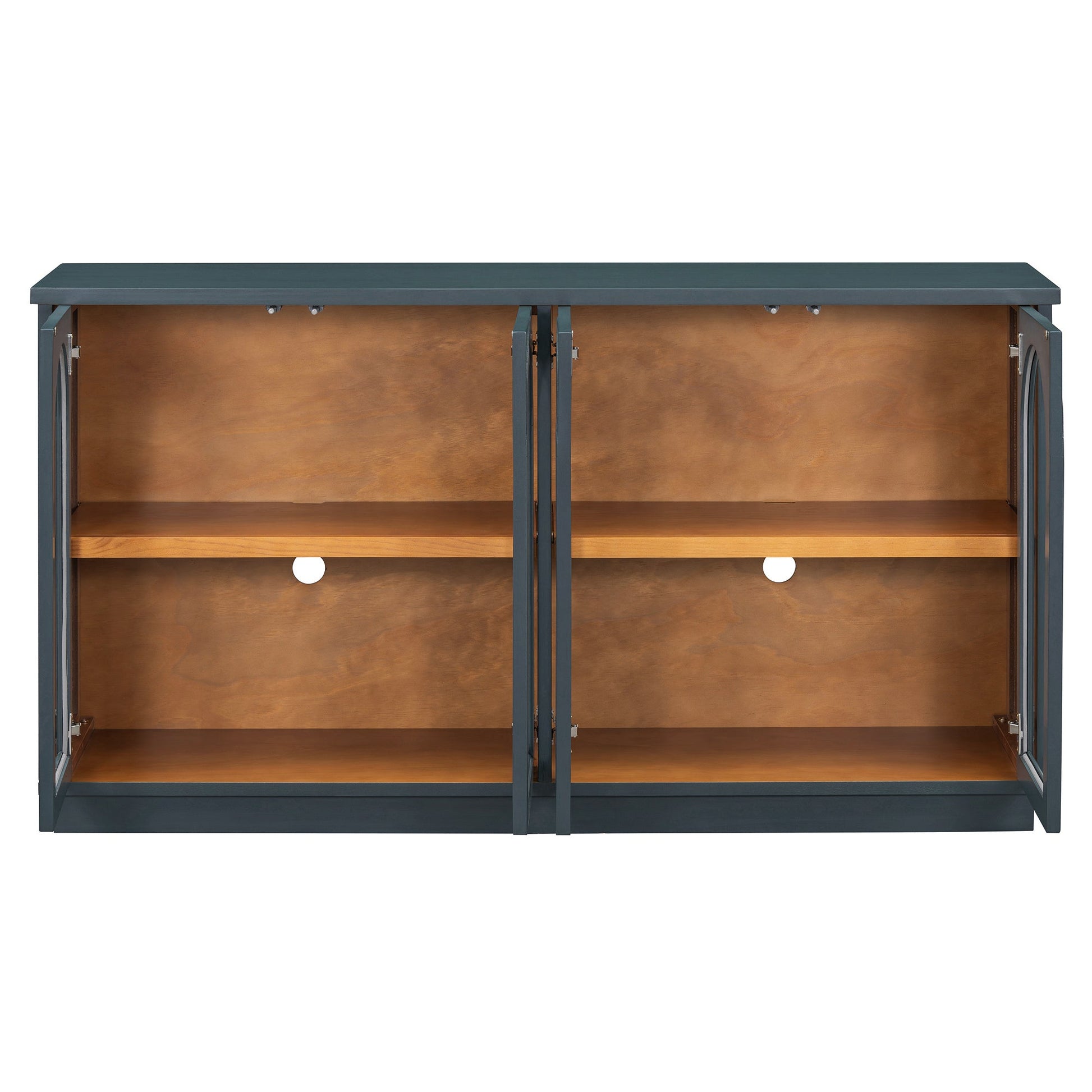 TREXM 4 - Door Large Storage Buffet Cabinet with Glass Doors, Arched Cabinet with Adjustable Shelves for Kitchen, Dining Room and Living Room (Navy) - 1st Choice Furniture Direct