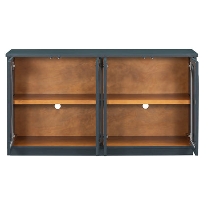 TREXM 4 - Door Large Storage Buffet Cabinet with Glass Doors, Arched Cabinet with Adjustable Shelves for Kitchen, Dining Room and Living Room (Navy) - 1st Choice Furniture Direct