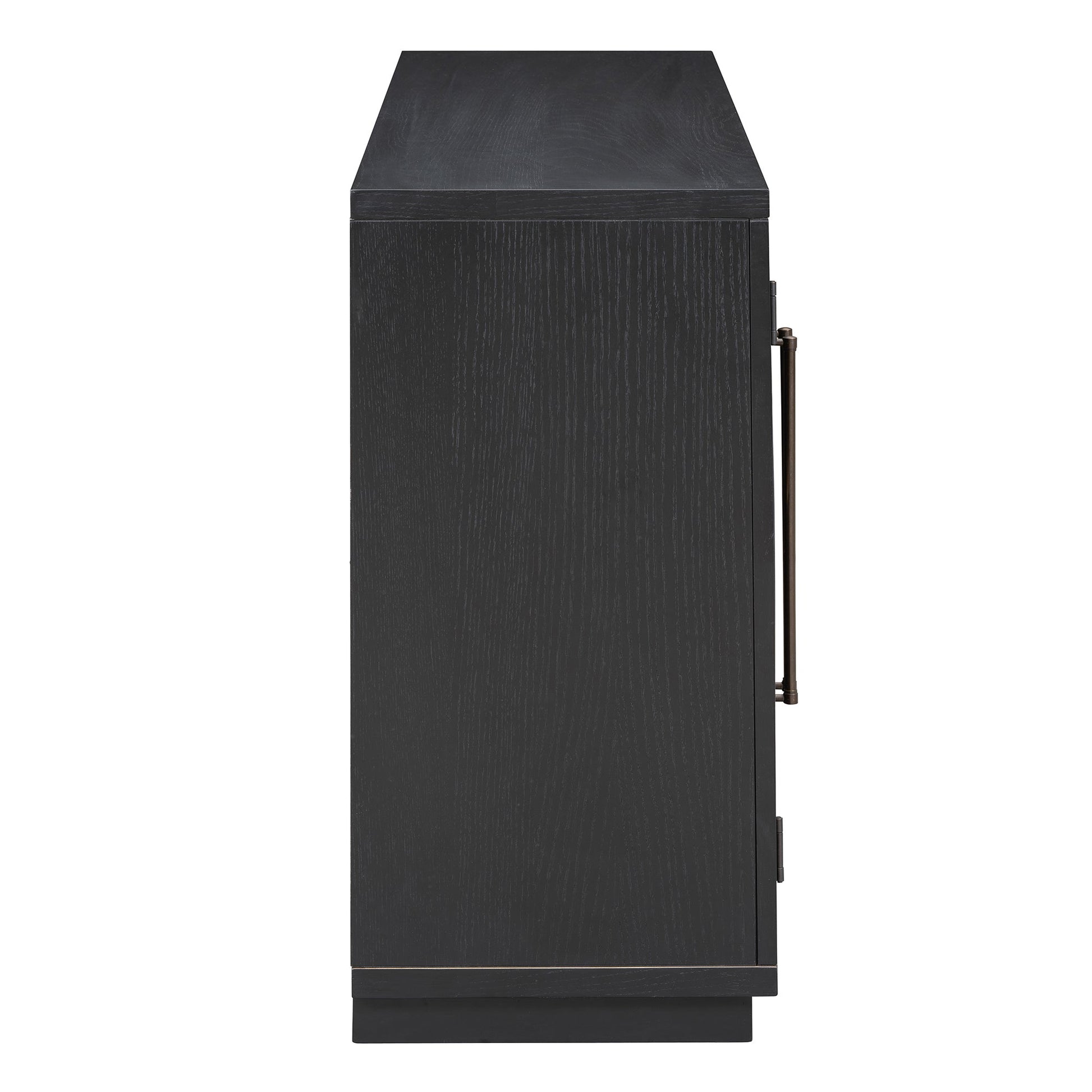 TREXM 4 - Door Large Storage Sideboard Buffet Cabinet with Glass Doors, Arched Cabinet with Adjustable Shelves for Kitchen, Dining Room and Living Room (Black) - 1st Choice Furniture Direct
