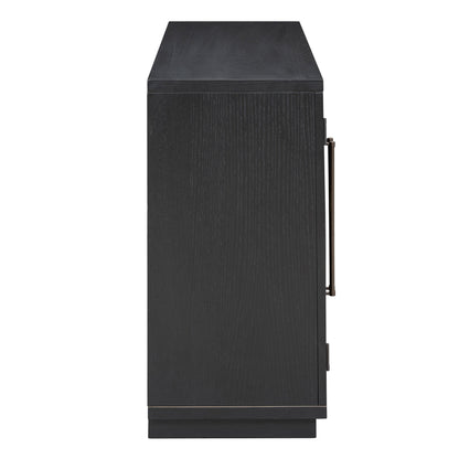 TREXM 4 - Door Large Storage Sideboard Buffet Cabinet with Glass Doors, Arched Cabinet with Adjustable Shelves for Kitchen, Dining Room and Living Room (Black) - 1st Choice Furniture Direct