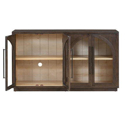 TREXM 4 - Door Large Storage Sideboard Buffet Cabinet with Glass Doors, Arched Cabinet with Adjustable Shelves for Kitchen, Dining Room and Living Room (Espresso) - 1st Choice Furniture Direct