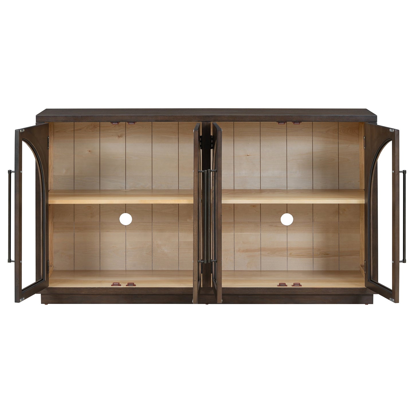 TREXM 4 - Door Large Storage Sideboard Buffet Cabinet with Glass Doors, Arched Cabinet with Adjustable Shelves for Kitchen, Dining Room and Living Room (Espresso) - 1st Choice Furniture Direct