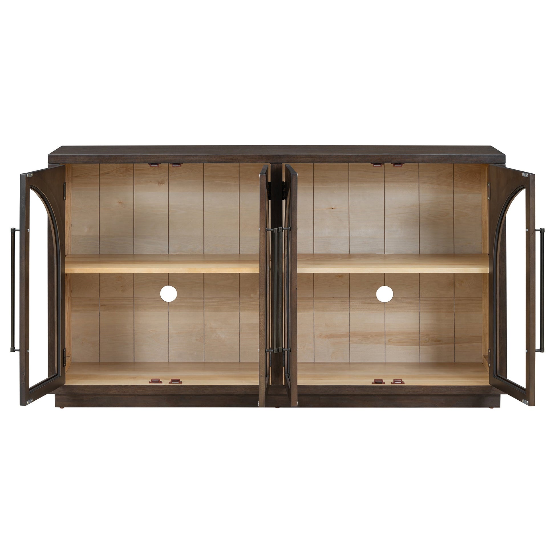 TREXM 4 - Door Large Storage Sideboard Buffet Cabinet with Glass Doors, Arched Cabinet with Adjustable Shelves for Kitchen, Dining Room and Living Room (Espresso) - 1st Choice Furniture Direct
