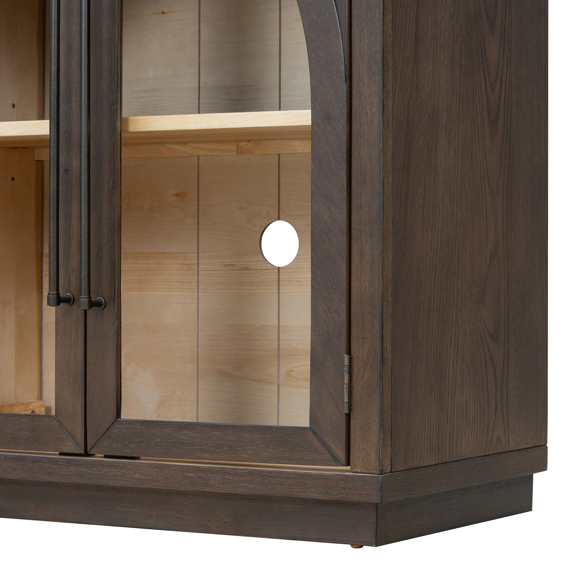 TREXM 4 - Door Large Storage Sideboard Buffet Cabinet with Glass Doors, Arched Cabinet with Adjustable Shelves for Kitchen, Dining Room and Living Room (Espresso) - 1st Choice Furniture Direct