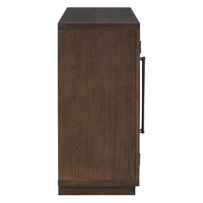 TREXM 4 - Door Large Storage Sideboard Buffet Cabinet with Glass Doors, Arched Cabinet with Adjustable Shelves for Kitchen, Dining Room and Living Room (Espresso) - 1st Choice Furniture Direct