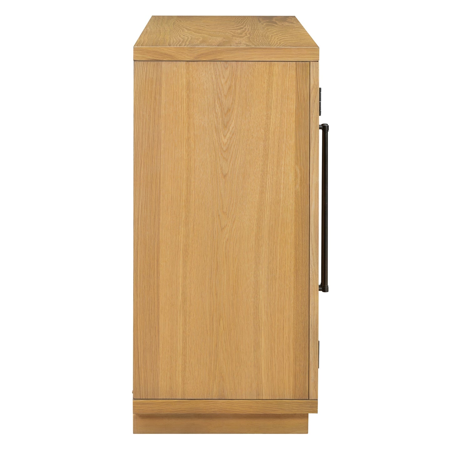 TREXM 4 - Door Large Storage Sideboard Buffet Cabinet with Glass Doors, Arched Cabinet with Adjustable Shelves for Kitchen, Dining Room and Living Room (Natural Wood) - 1st Choice Furniture Direct