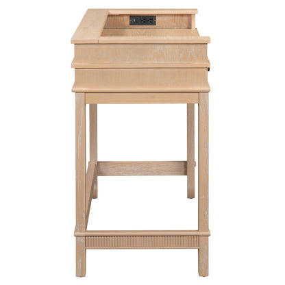 TREXM 4 - Piece Dining Table Set for 3, Retro Kitchen Table and Chairs Set with 3 Storage Drawers, Ideal for Small Spaces (Natural) - 1st Choice Furniture Direct
