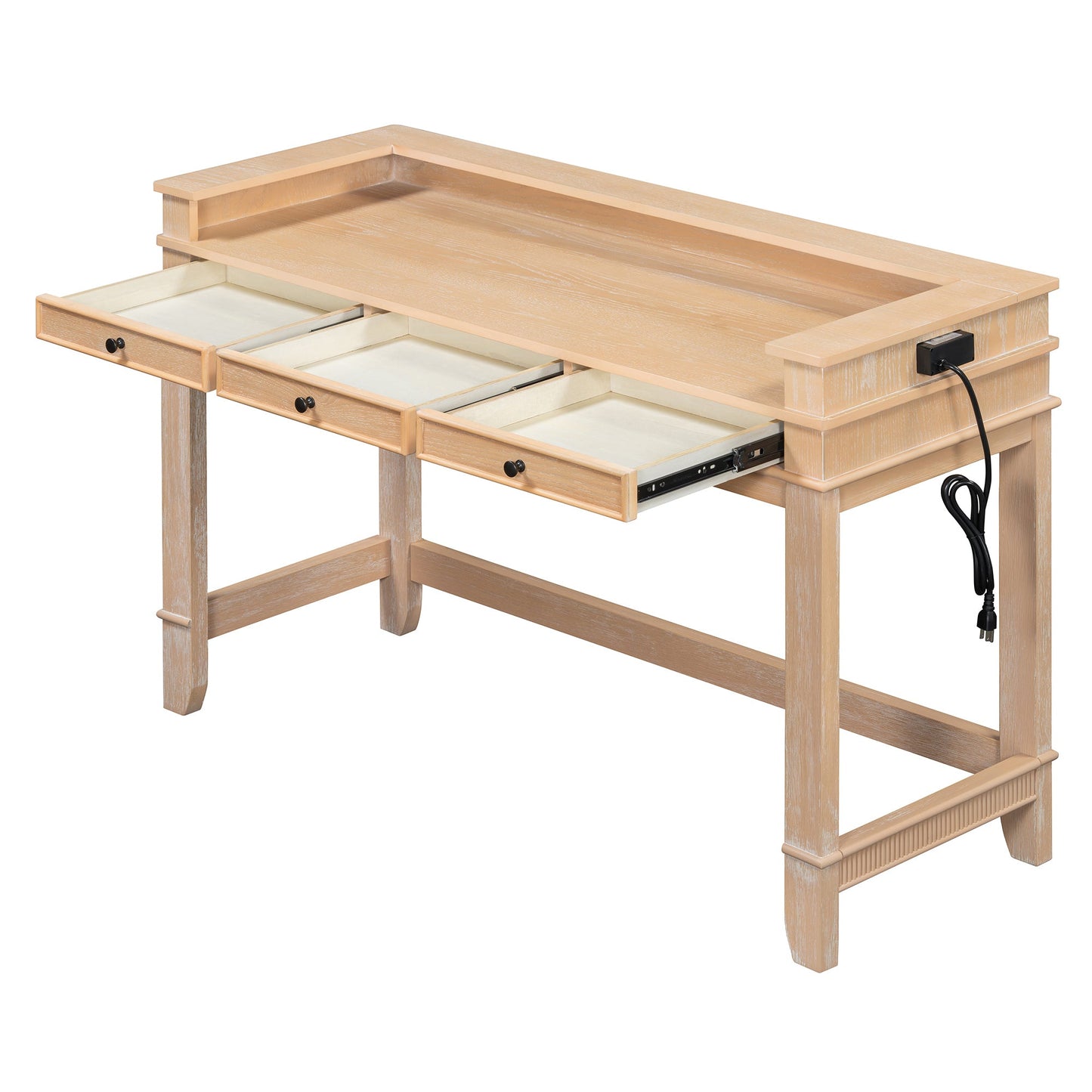TREXM 4 - Piece Dining Table Set for 3, Retro Kitchen Table and Chairs Set with 3 Storage Drawers, Ideal for Small Spaces (Natural) - 1st Choice Furniture Direct