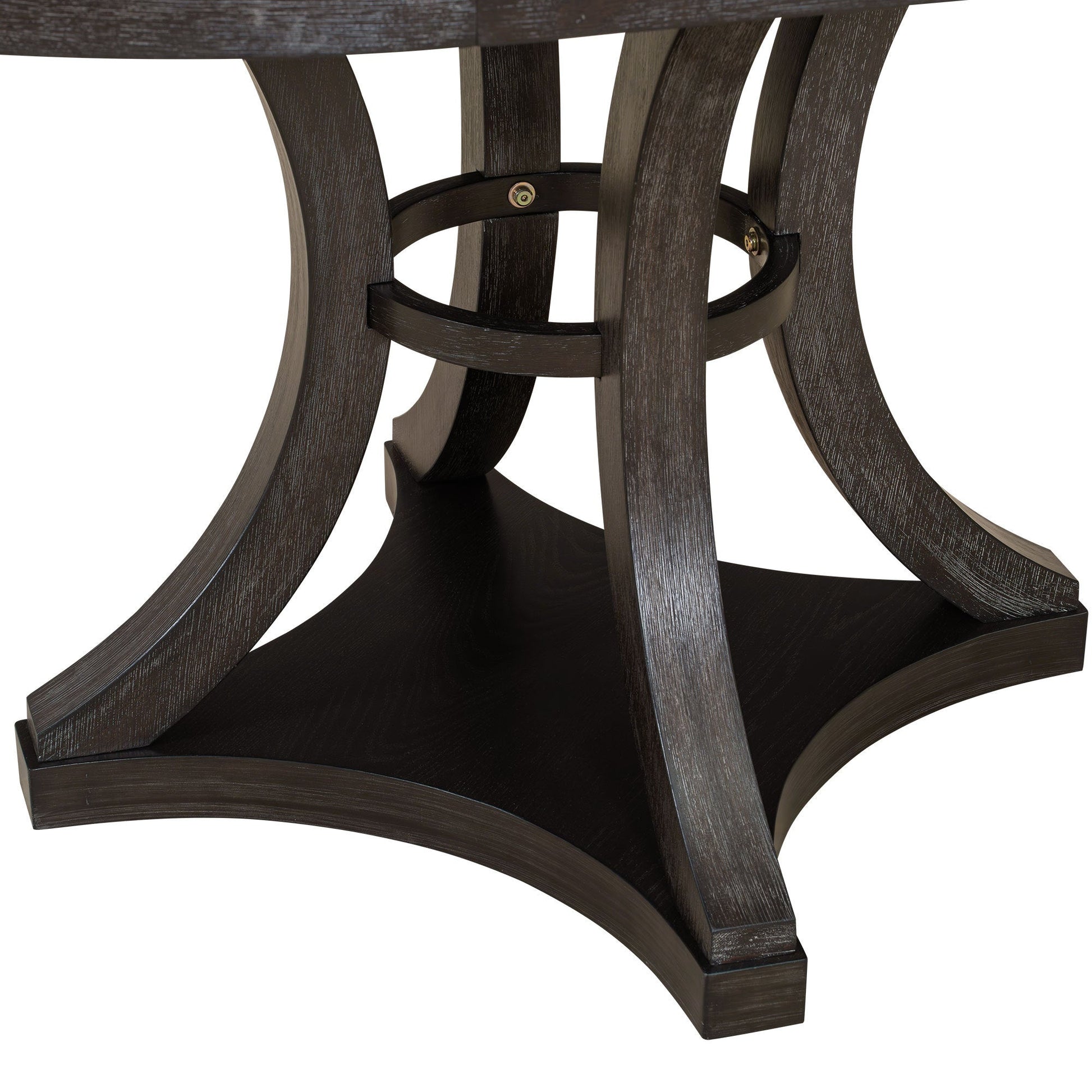 TREXM 5 - Piece Retro Functional Dining Table Set Extendable Round Table and 4 Upholstered Chairs for Dining Room and Living Room (Espresso) - 1st Choice Furniture Direct