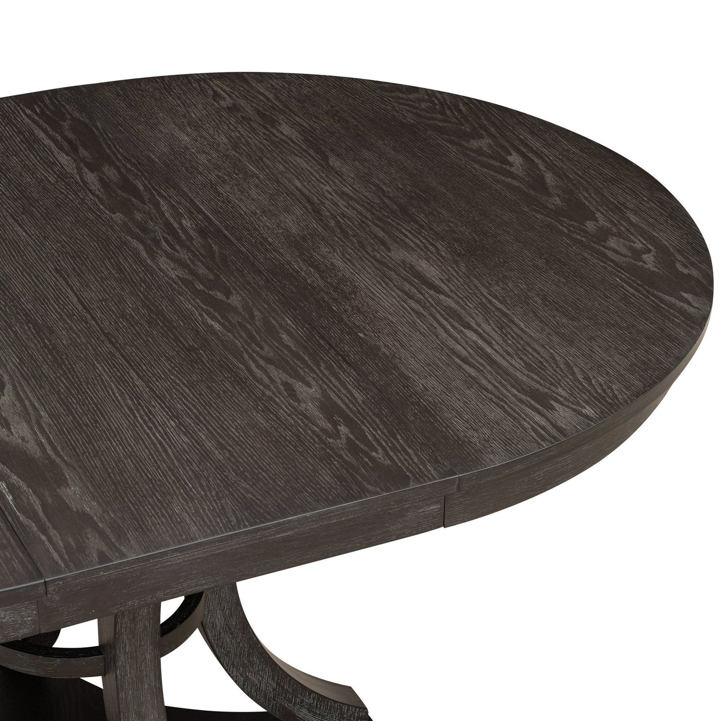 TREXM 5 - Piece Retro Functional Dining Table Set Extendable Round Table and 4 Upholstered Chairs for Dining Room and Living Room (Espresso) - 1st Choice Furniture Direct