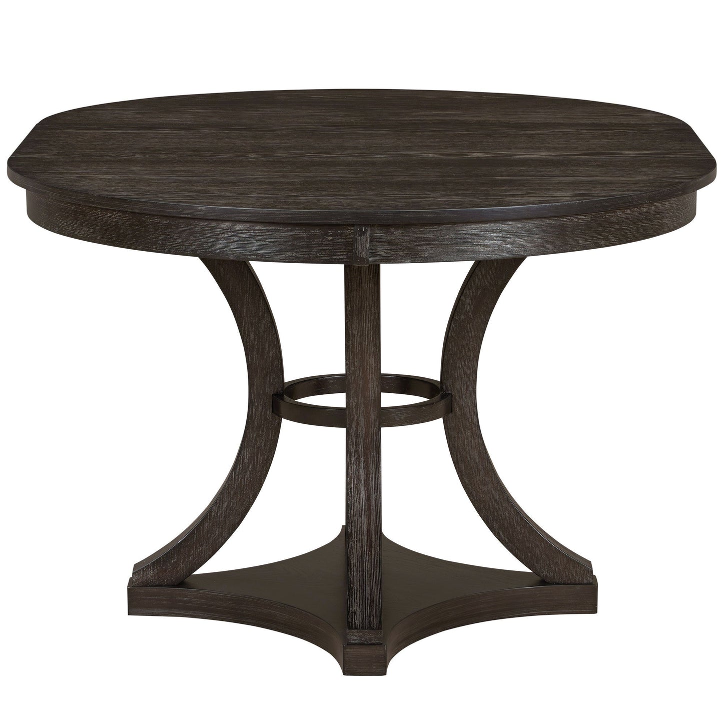 TREXM 5 - Piece Retro Functional Dining Table Set Extendable Round Table and 4 Upholstered Chairs for Dining Room and Living Room (Espresso) - 1st Choice Furniture Direct