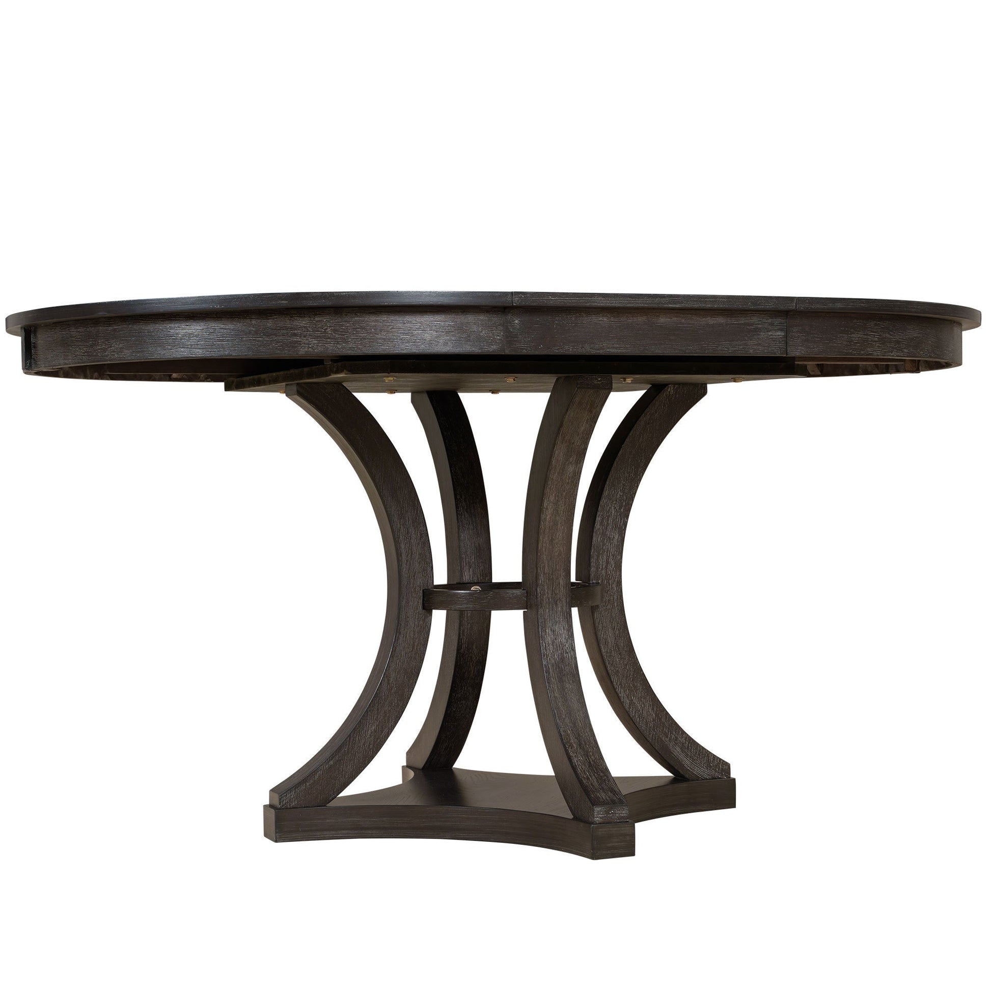 TREXM 5 - Piece Retro Functional Dining Table Set Extendable Round Table and 4 Upholstered Chairs for Dining Room and Living Room (Espresso) - 1st Choice Furniture Direct