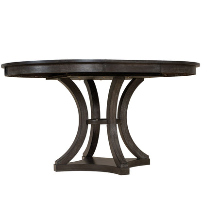 TREXM 5 - Piece Retro Functional Dining Table Set Extendable Round Table and 4 Upholstered Chairs for Dining Room and Living Room (Espresso) - 1st Choice Furniture Direct