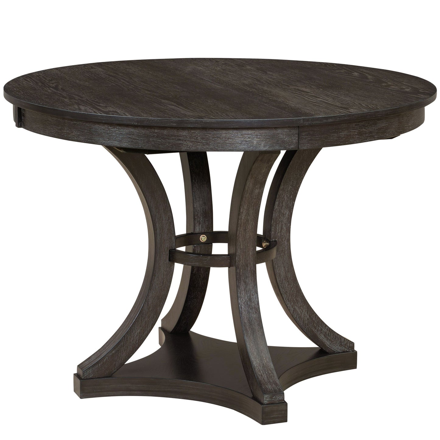 TREXM 5 - Piece Retro Functional Dining Table Set Extendable Round Table and 4 Upholstered Chairs for Dining Room and Living Room (Espresso) - 1st Choice Furniture Direct