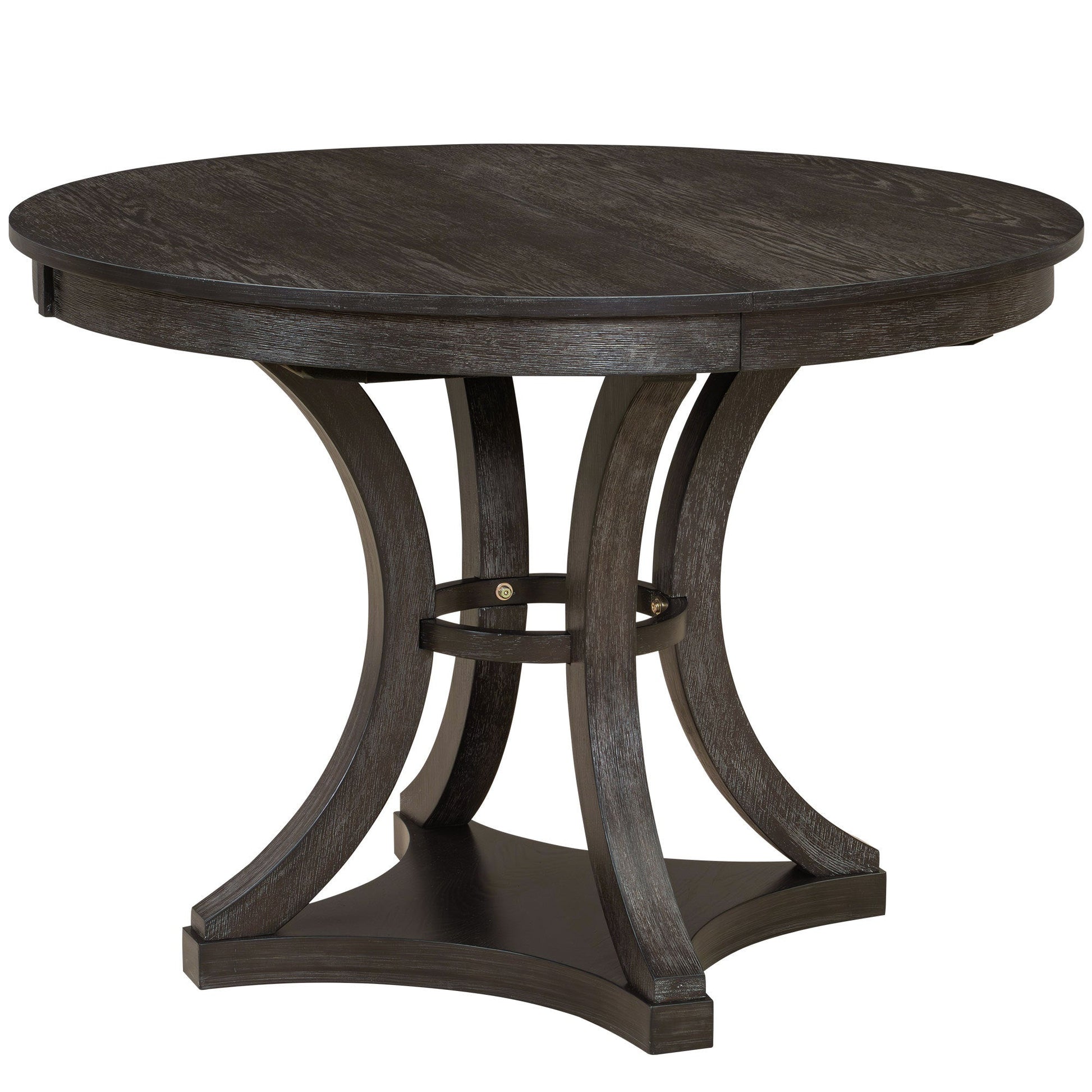TREXM 5 - Piece Retro Functional Dining Table Set Extendable Round Table and 4 Upholstered Chairs for Dining Room and Living Room (Espresso) - 1st Choice Furniture Direct