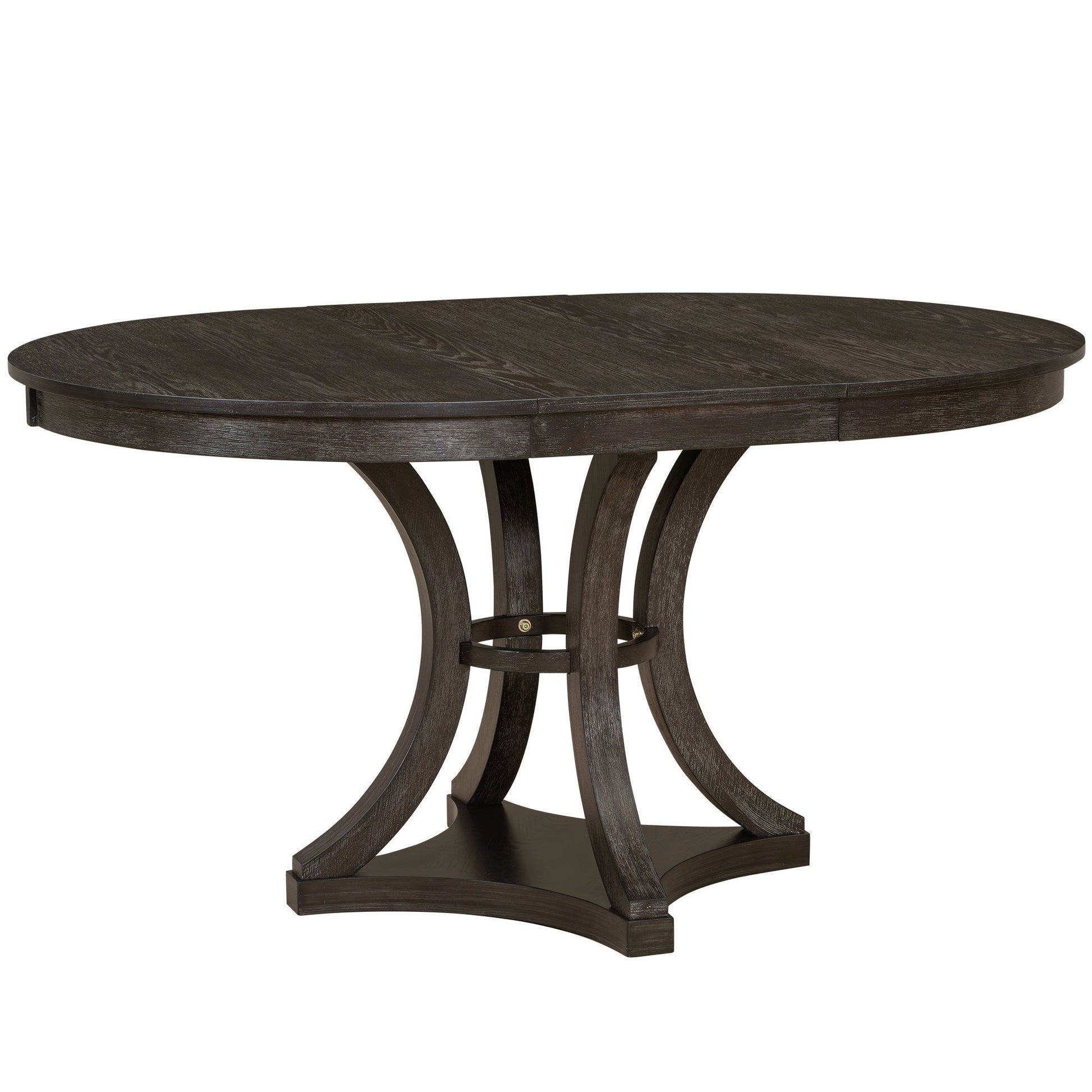 TREXM 5 - Piece Retro Functional Dining Table Set Extendable Round Table and 4 Upholstered Chairs for Dining Room and Living Room (Espresso) - 1st Choice Furniture Direct