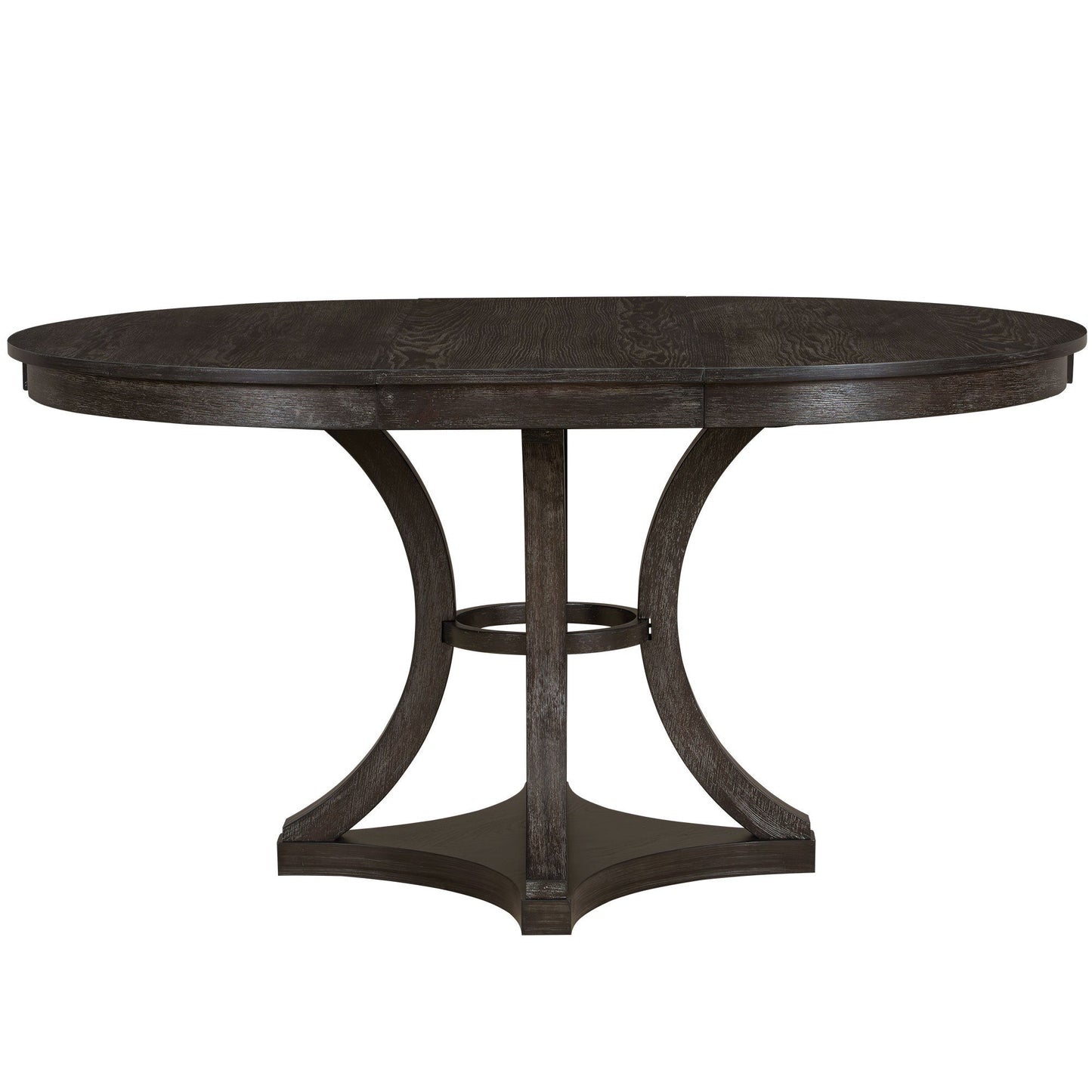 TREXM 5 - Piece Retro Functional Dining Table Set Extendable Round Table and 4 Upholstered Chairs for Dining Room and Living Room (Espresso) - 1st Choice Furniture Direct