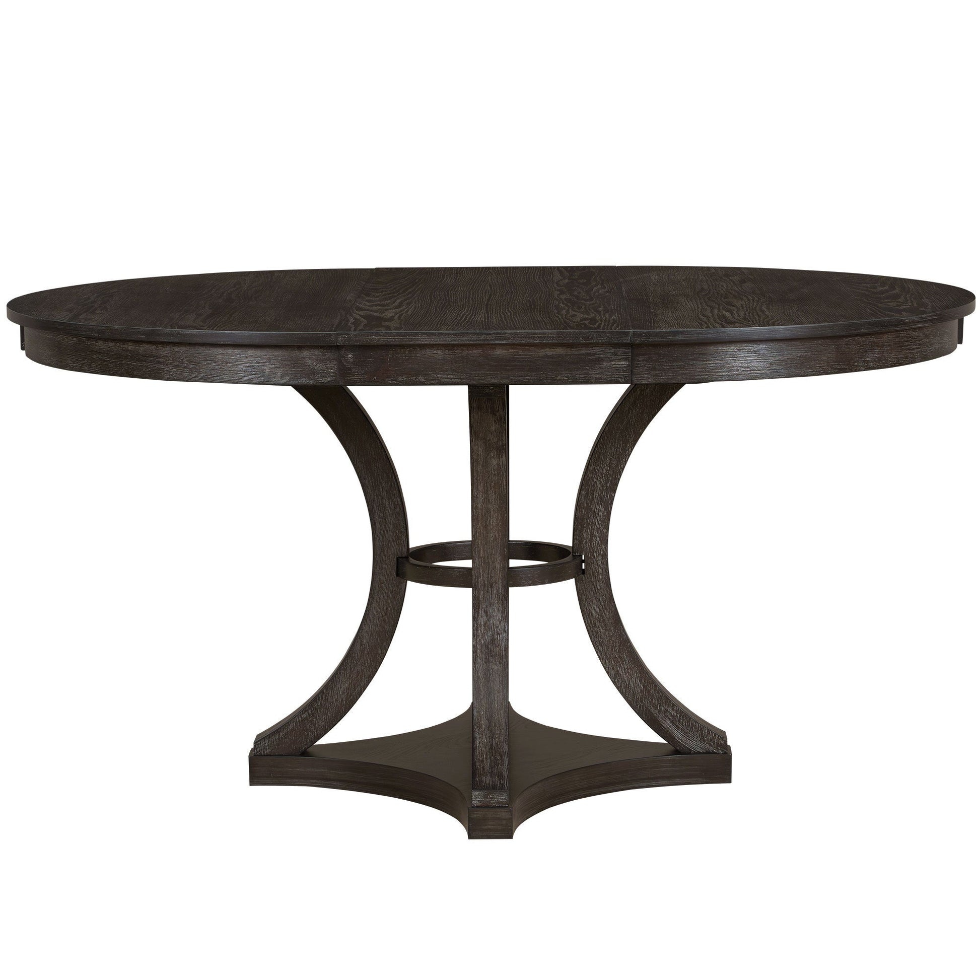 TREXM 5 - Piece Retro Functional Dining Table Set Extendable Round Table and 4 Upholstered Chairs for Dining Room and Living Room (Espresso) - 1st Choice Furniture Direct