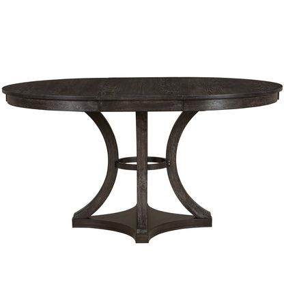 TREXM 5 - Piece Retro Functional Dining Table Set Extendable Round Table and 4 Upholstered Chairs for Dining Room and Living Room (Espresso) - 1st Choice Furniture Direct
