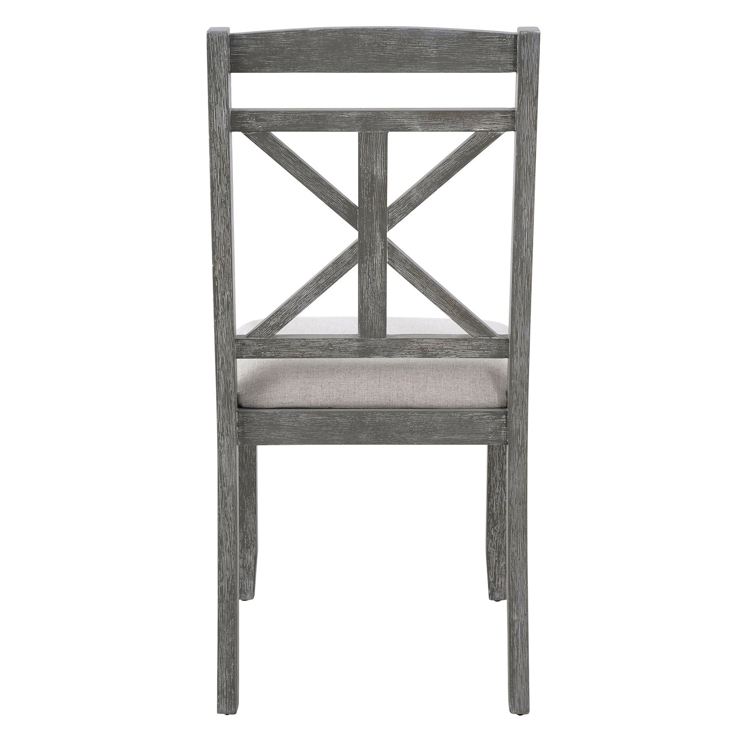 TREXM 5 - Piece Retro Functional Dining Table Set Extendable Round Table and 4 Upholstered Chairs for Dining Room and Living Room (Grey) - 1st Choice Furniture Direct