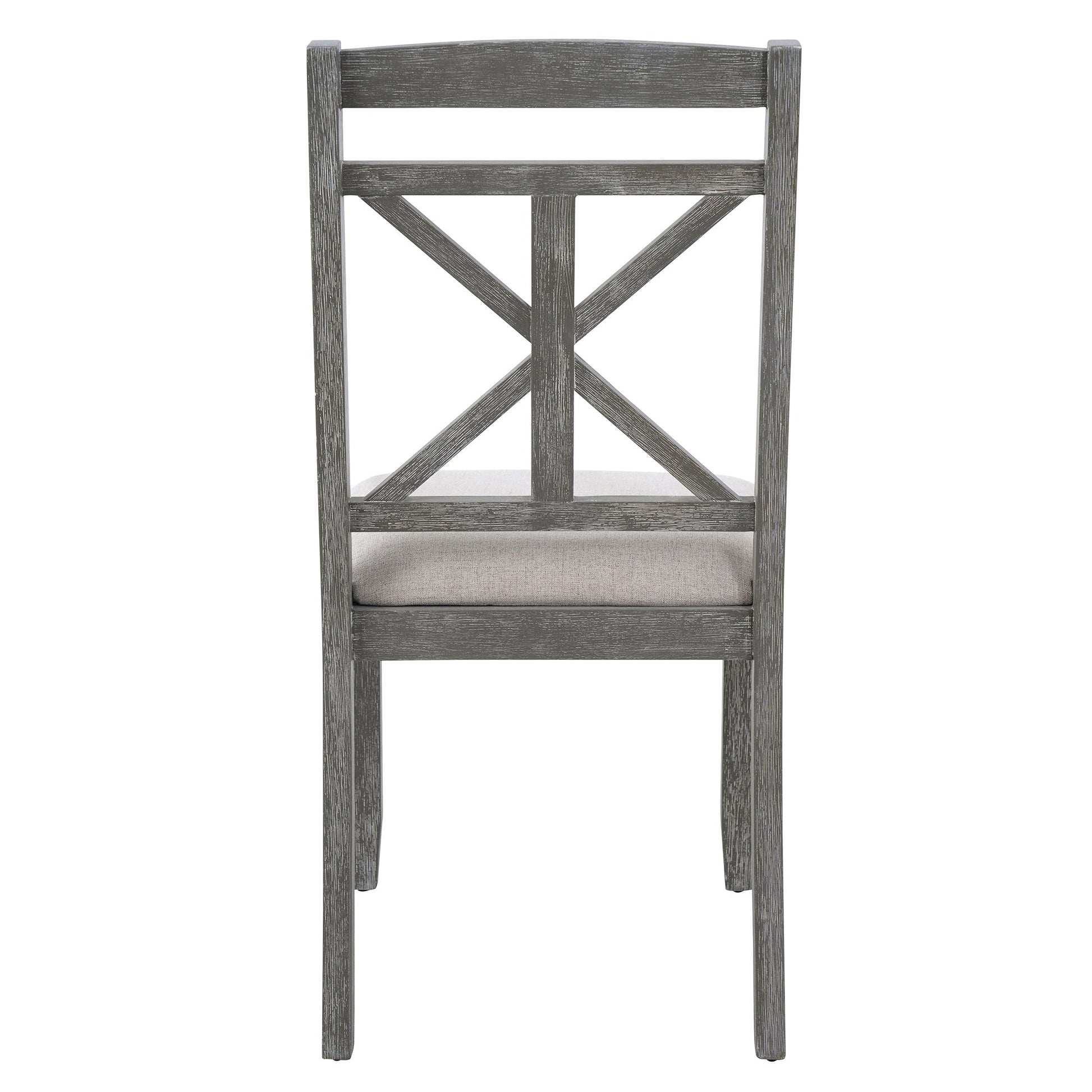TREXM 5 - Piece Retro Functional Dining Table Set Extendable Round Table and 4 Upholstered Chairs for Dining Room and Living Room (Grey) - 1st Choice Furniture Direct