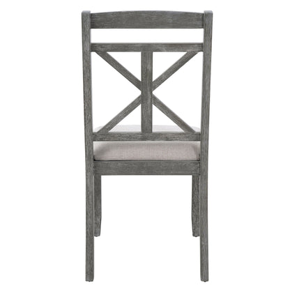 TREXM 5 - Piece Retro Functional Dining Table Set Extendable Round Table and 4 Upholstered Chairs for Dining Room and Living Room (Grey) - 1st Choice Furniture Direct