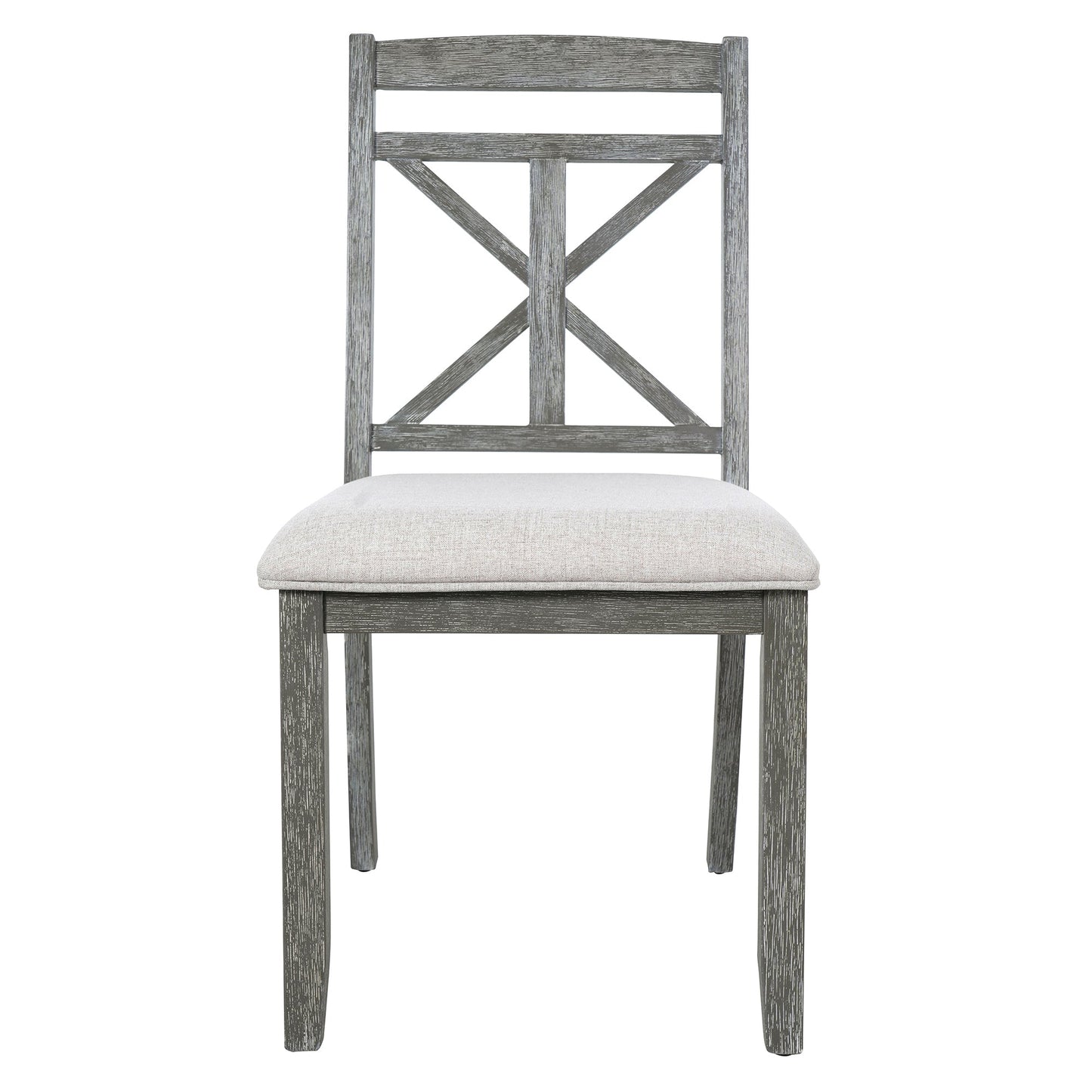TREXM 5 - Piece Retro Functional Dining Table Set Extendable Round Table and 4 Upholstered Chairs for Dining Room and Living Room (Grey) - 1st Choice Furniture Direct