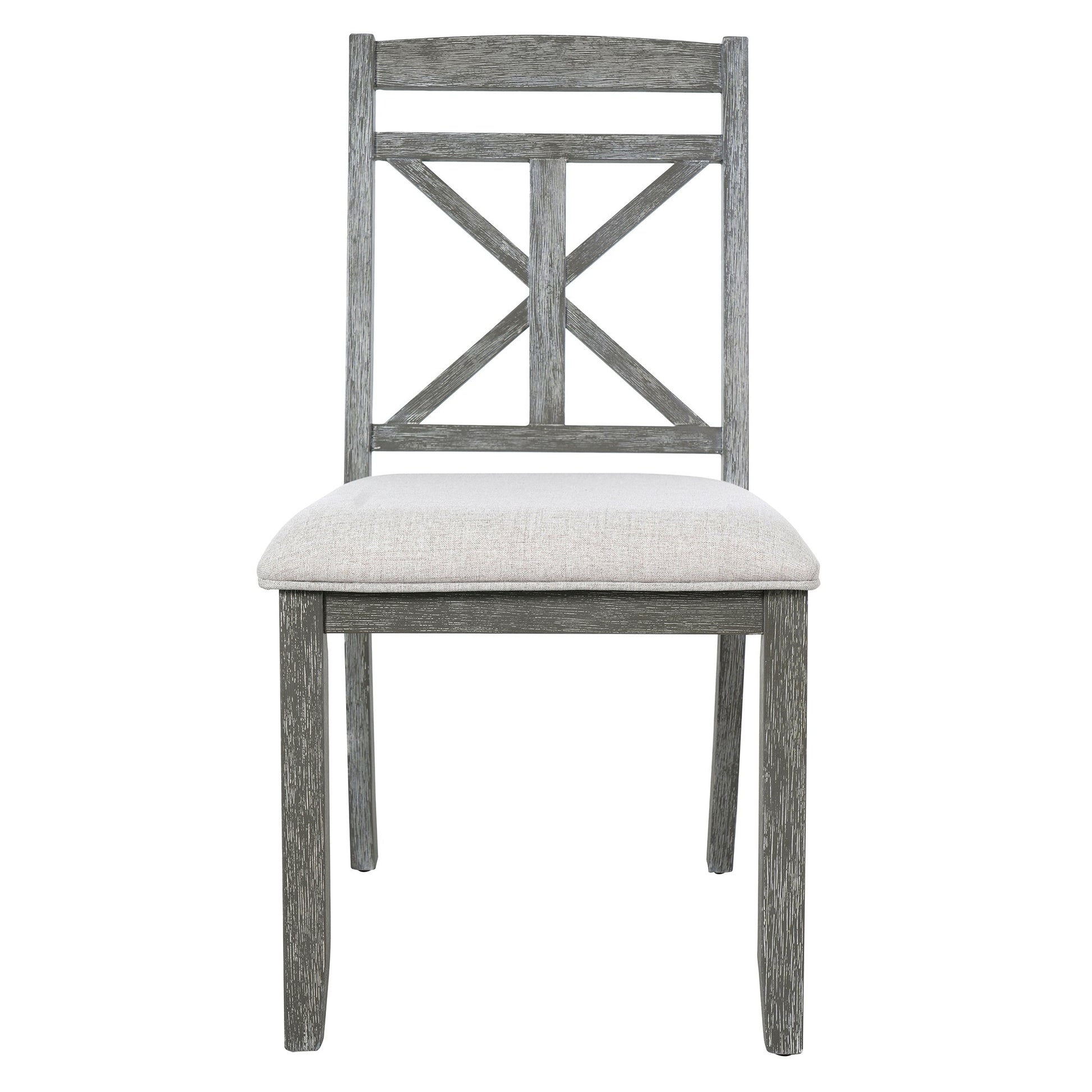TREXM 5 - Piece Retro Functional Dining Table Set Extendable Round Table and 4 Upholstered Chairs for Dining Room and Living Room (Grey) - 1st Choice Furniture Direct