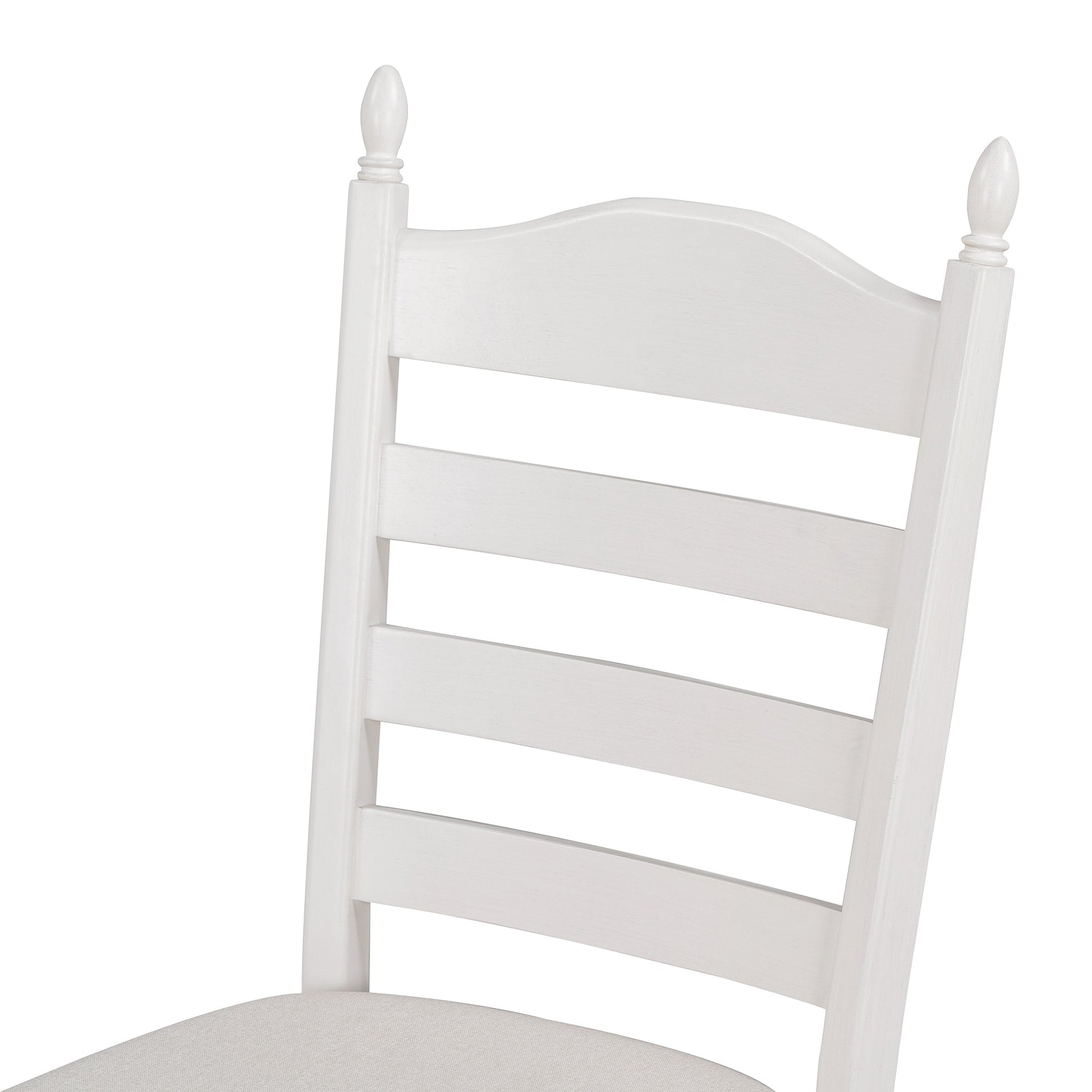 TREXM 5 - Piece Retro Functional Dining Table Set Wood Round Extendable Dining Table and 4 Upholstered Dining Chairs (Antique White) - 1st Choice Furniture Direct