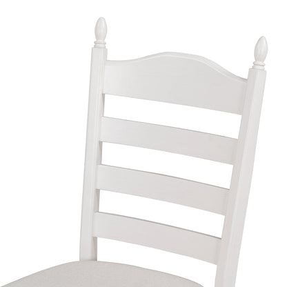 TREXM 5 - Piece Retro Functional Dining Table Set Wood Round Extendable Dining Table and 4 Upholstered Dining Chairs (Antique White) - 1st Choice Furniture Direct
