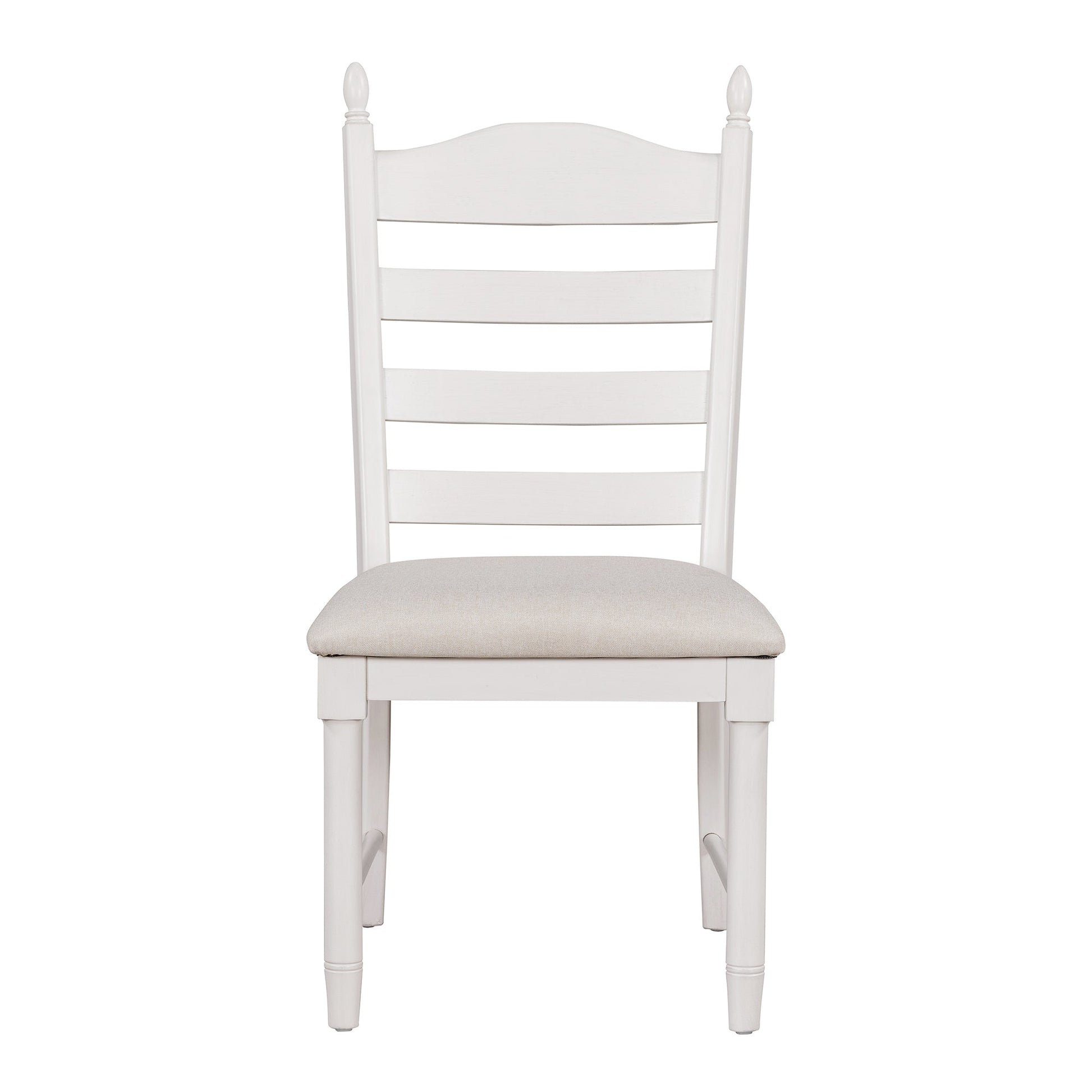 TREXM 5 - Piece Retro Functional Dining Table Set Wood Round Extendable Dining Table and 4 Upholstered Dining Chairs (Antique White) - 1st Choice Furniture Direct