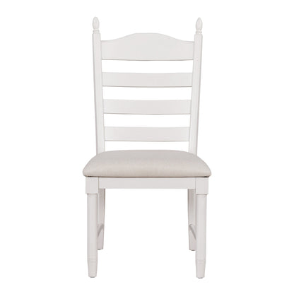 TREXM 5 - Piece Retro Functional Dining Table Set Wood Round Extendable Dining Table and 4 Upholstered Dining Chairs (Antique White) - 1st Choice Furniture Direct